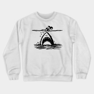 Stick Figure of a Shark in Black Ink Crewneck Sweatshirt